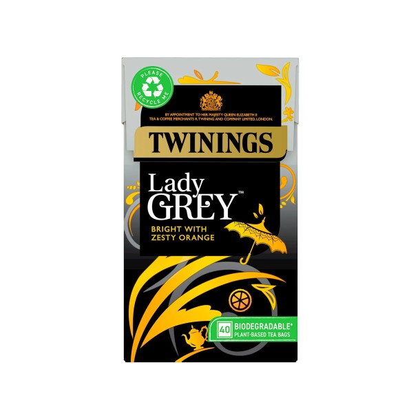 Twinings Black Tea  Lady Grey Tea Bags 40s