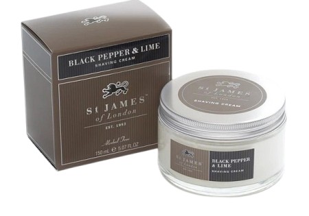 St James of London Scheercrème Black Pepper & Lime